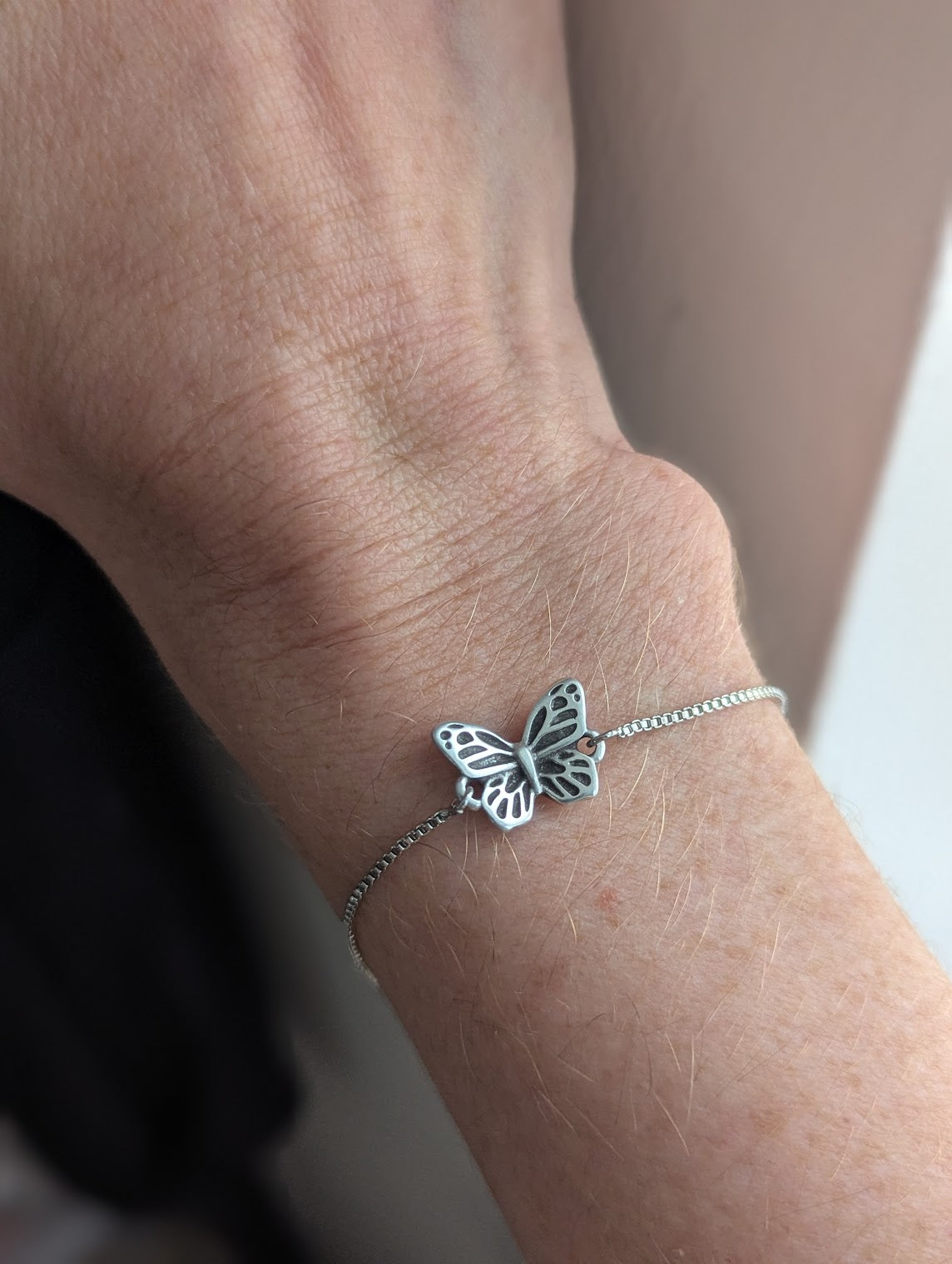 Butterfly Stainless Steel Slider Bracelet (Silver or Gold)
