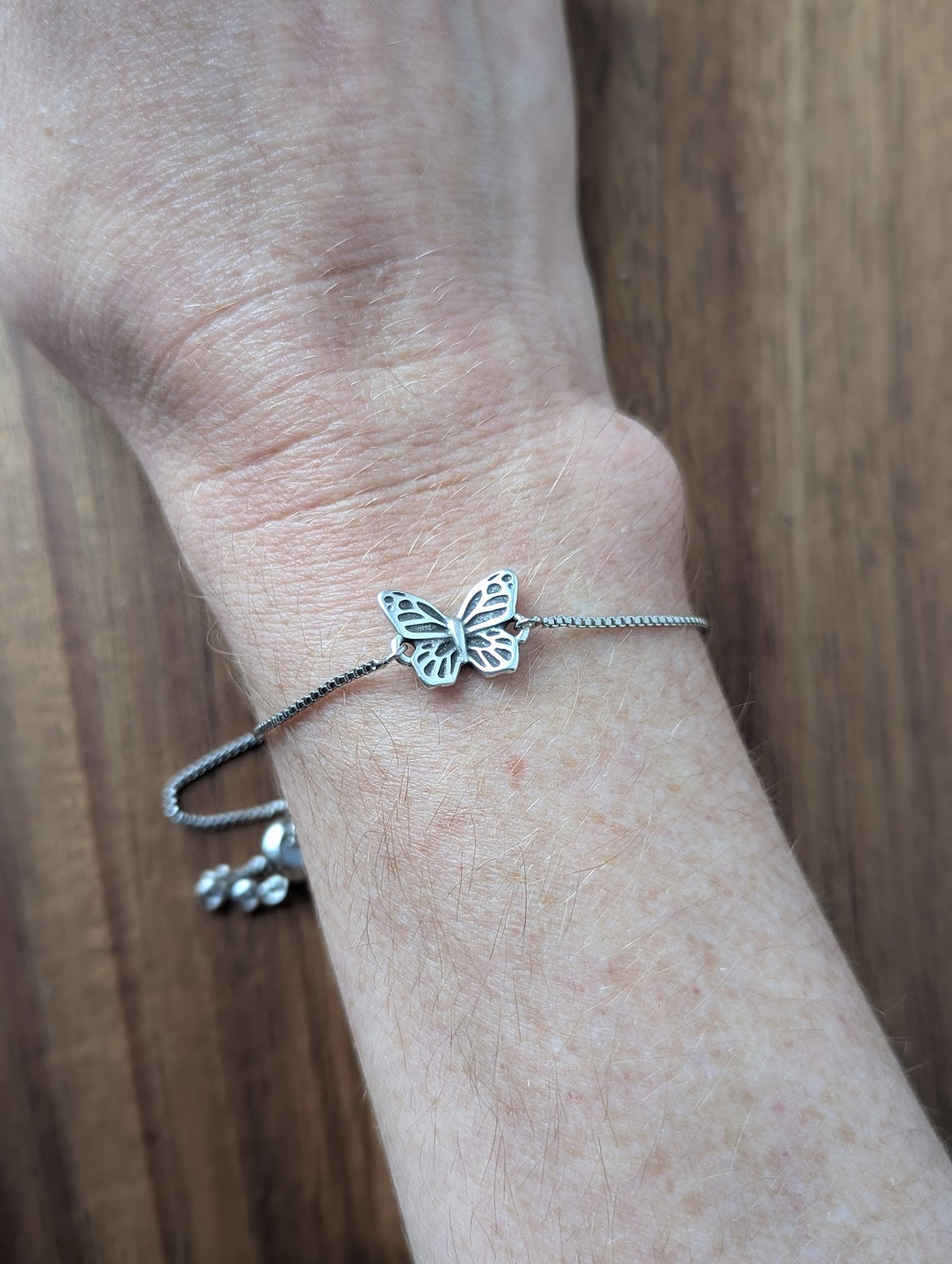 Butterfly Stainless Steel Slider Bracelet (Silver or Gold)
