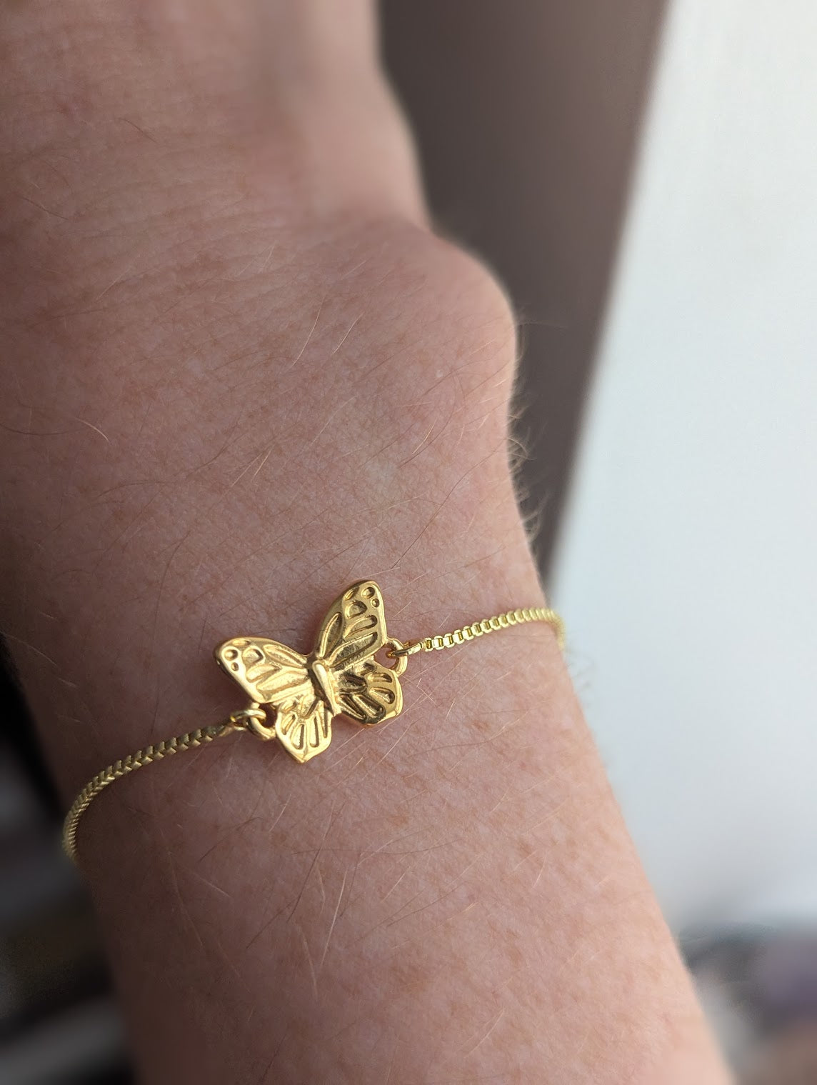 Butterfly Stainless Steel Slider Bracelet (Silver or Gold)