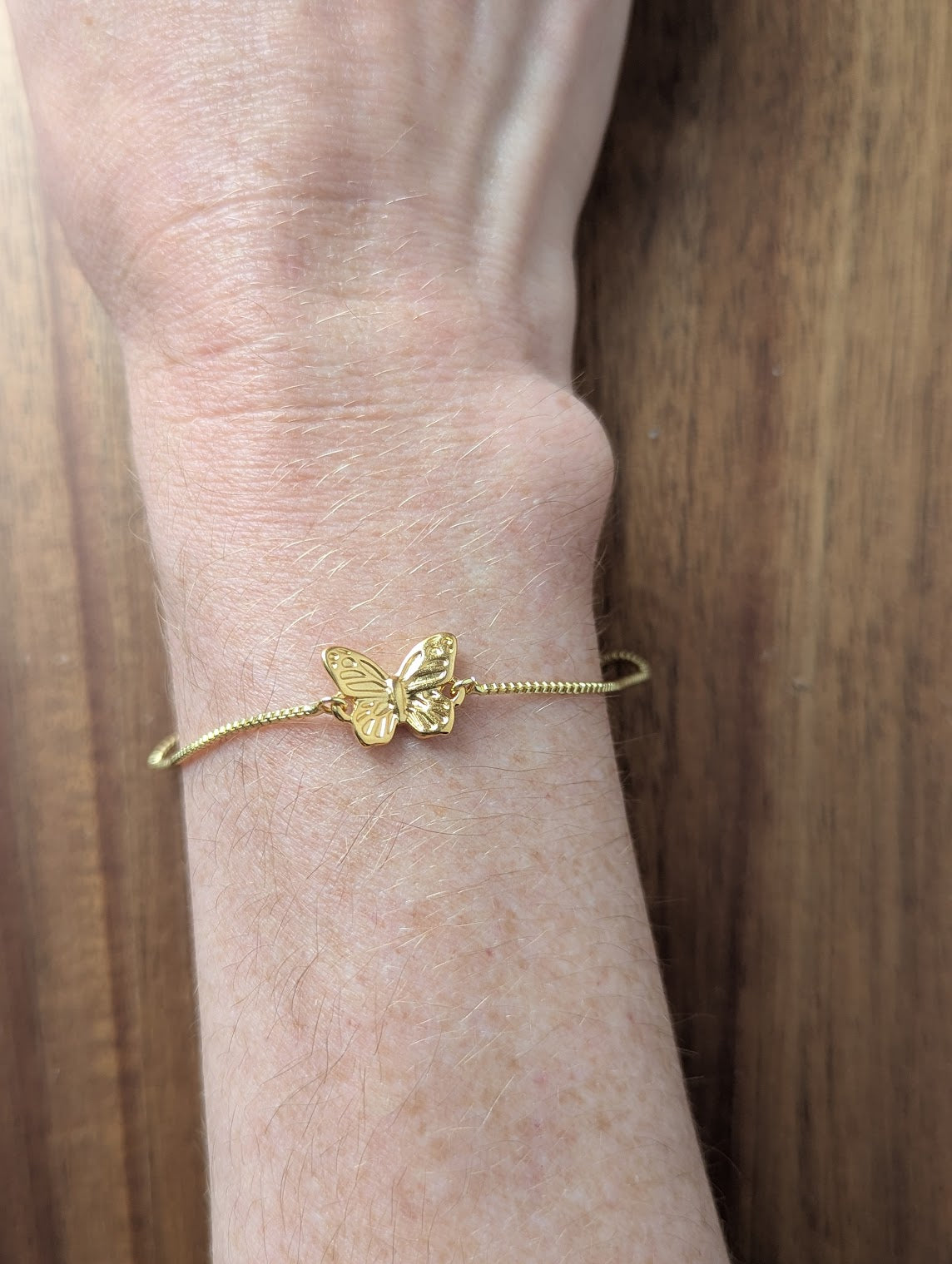 Butterfly Stainless Steel Slider Bracelet (Silver or Gold)