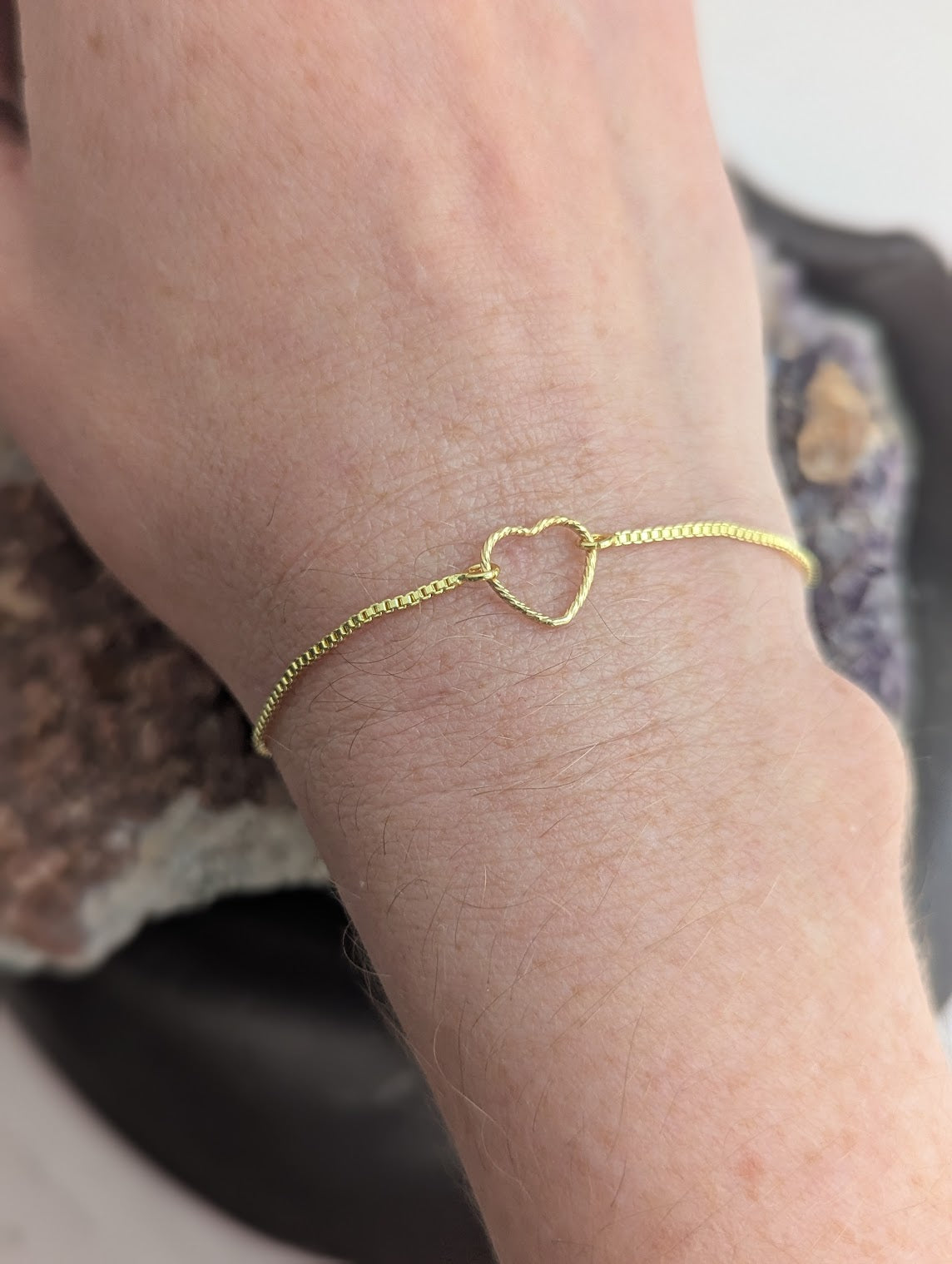 14kGF Twisted Heart Gold Slider Bracelet