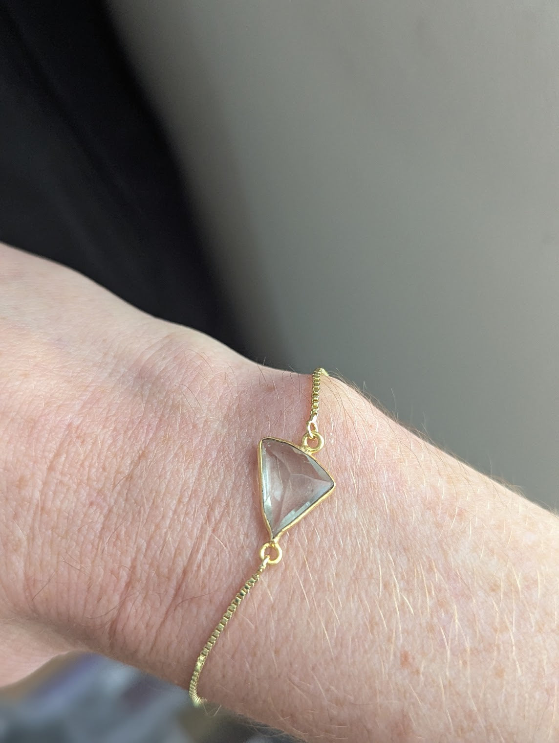 Light Green Clear Crystal Faceted Gold Slider Bracelet (Various Available)