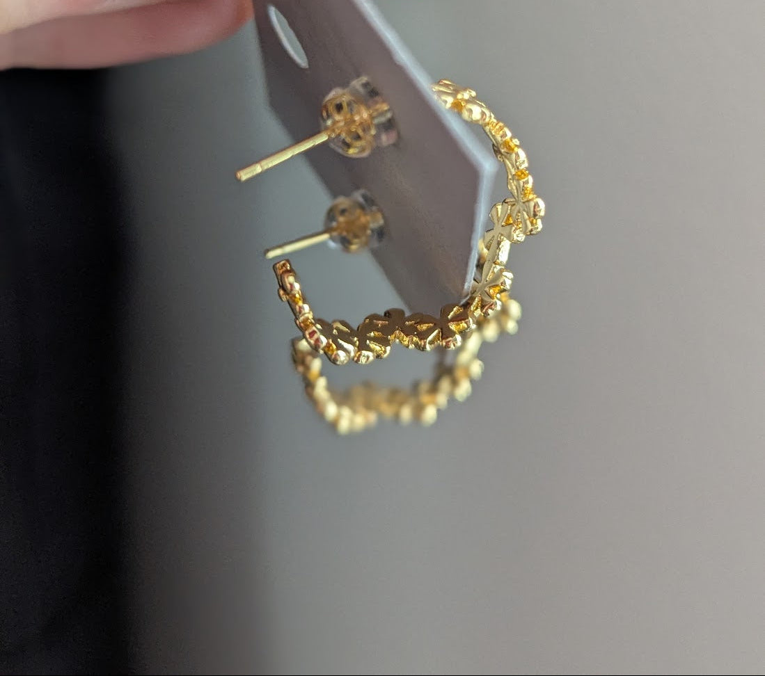 Gold Daisy Hoops