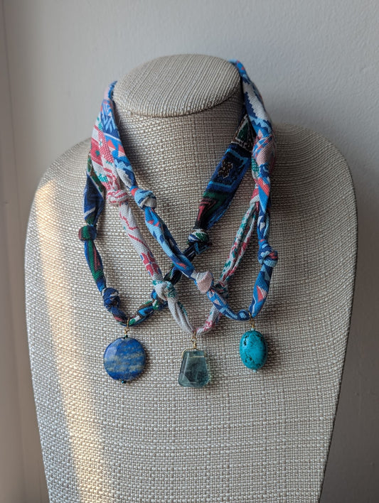 Bright Color Bandana Gemstone Necklace (Various Styles Available)