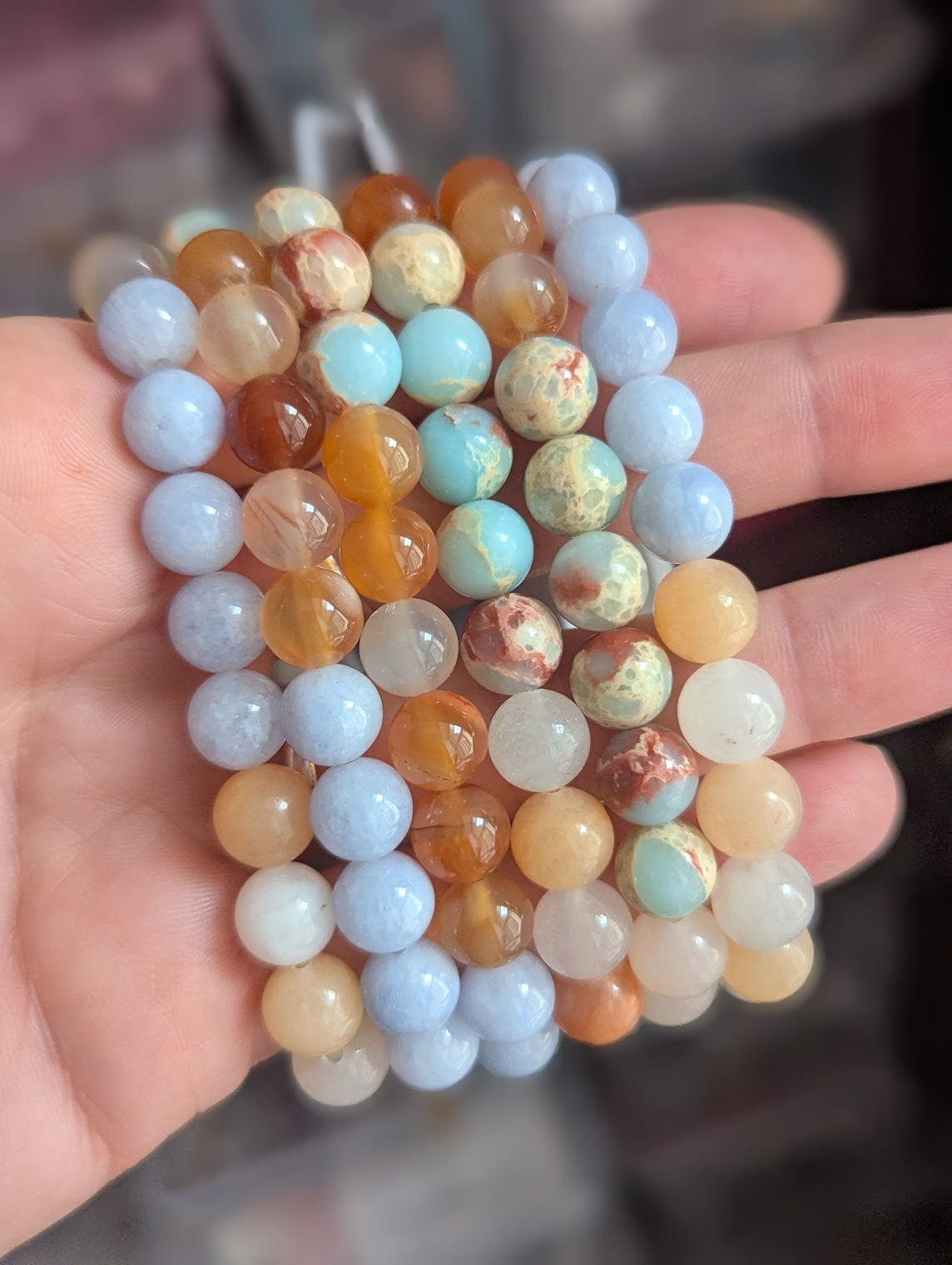 Sunset Mixed Stone Stretch Bracelet (Various Sizes Available)