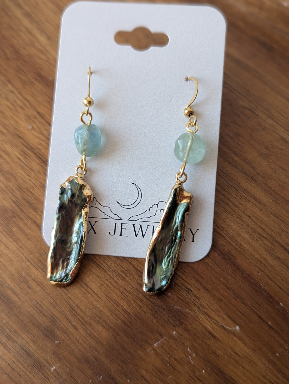 Blue Freshwater Pearl and Aquamarine Gold Earrings