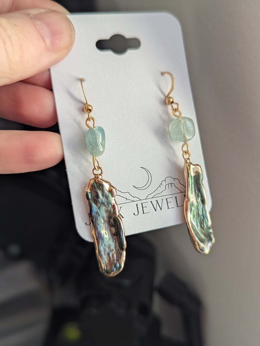 Blue Freshwater Pearl and Aquamarine Gold Earrings