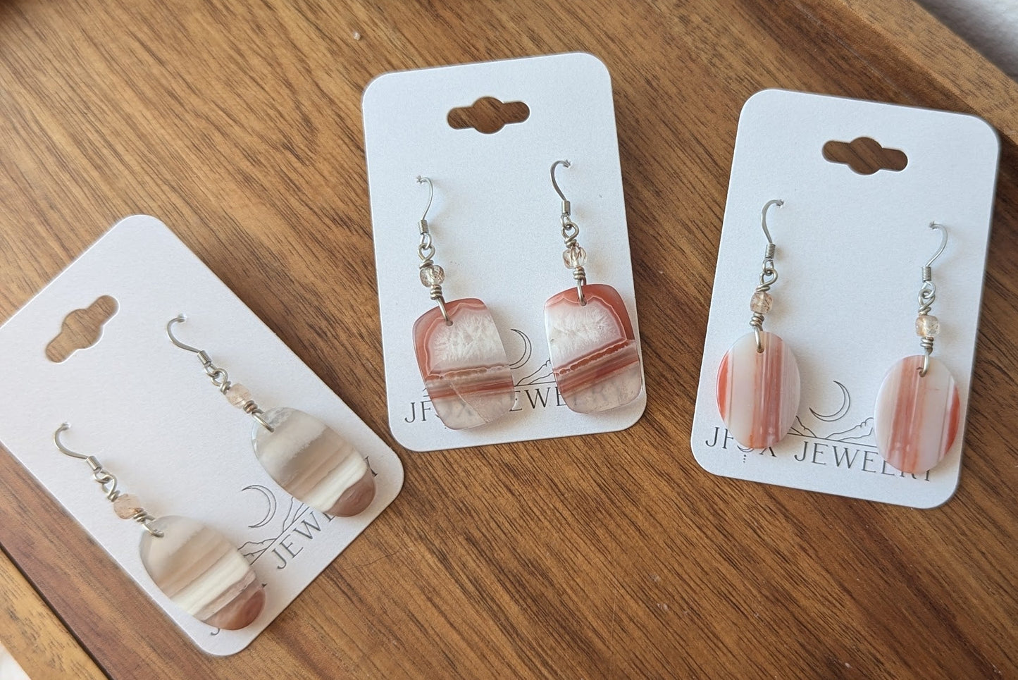Red Botswana Agate Silver Earrings (Various Styles Available)