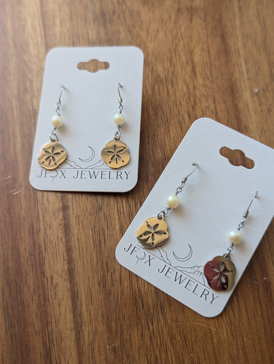 Silver Sand Dollar Freshwater Pearl Earrings