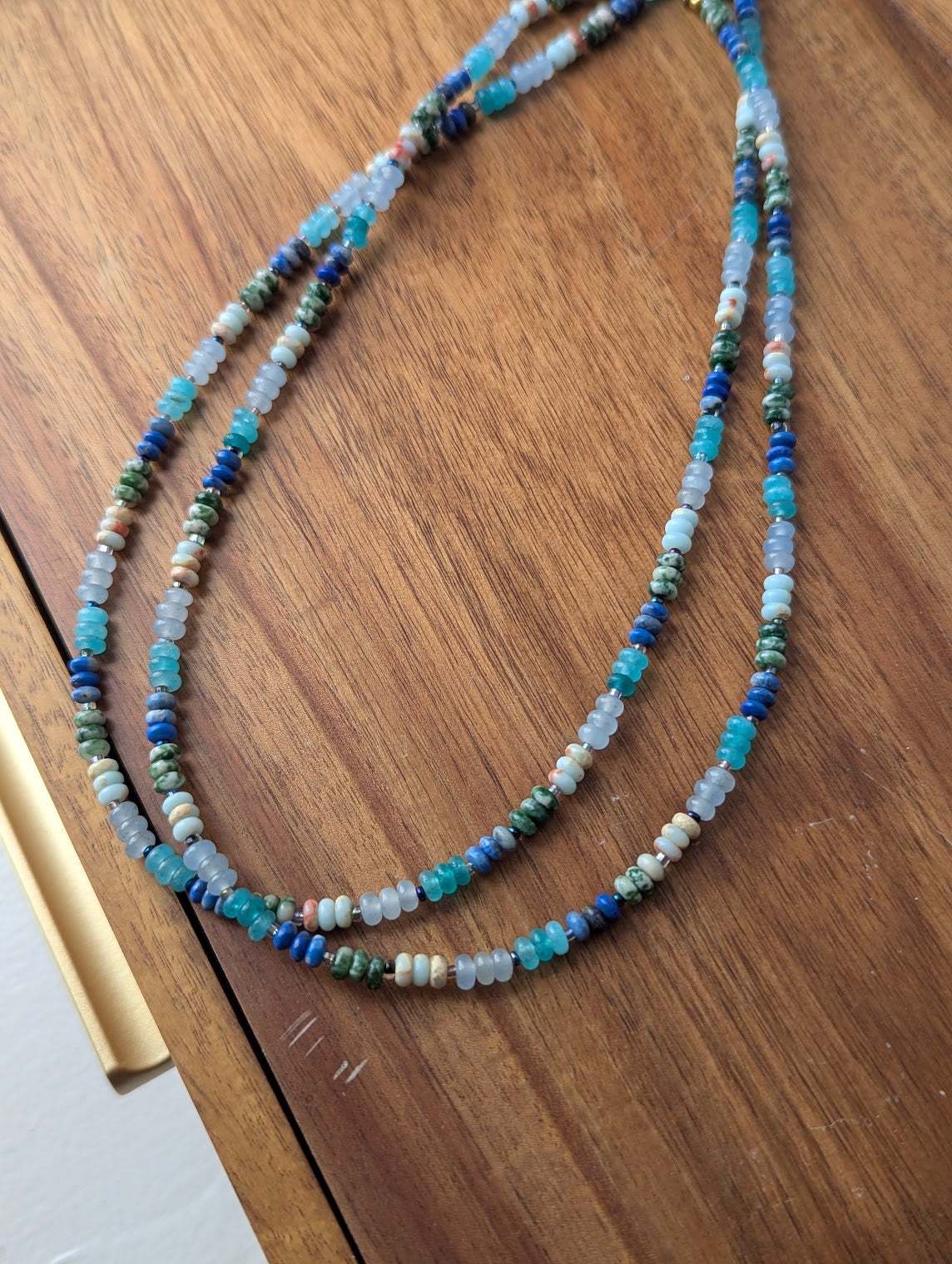 Sea Mist Small Rondelle Beaded Necklace