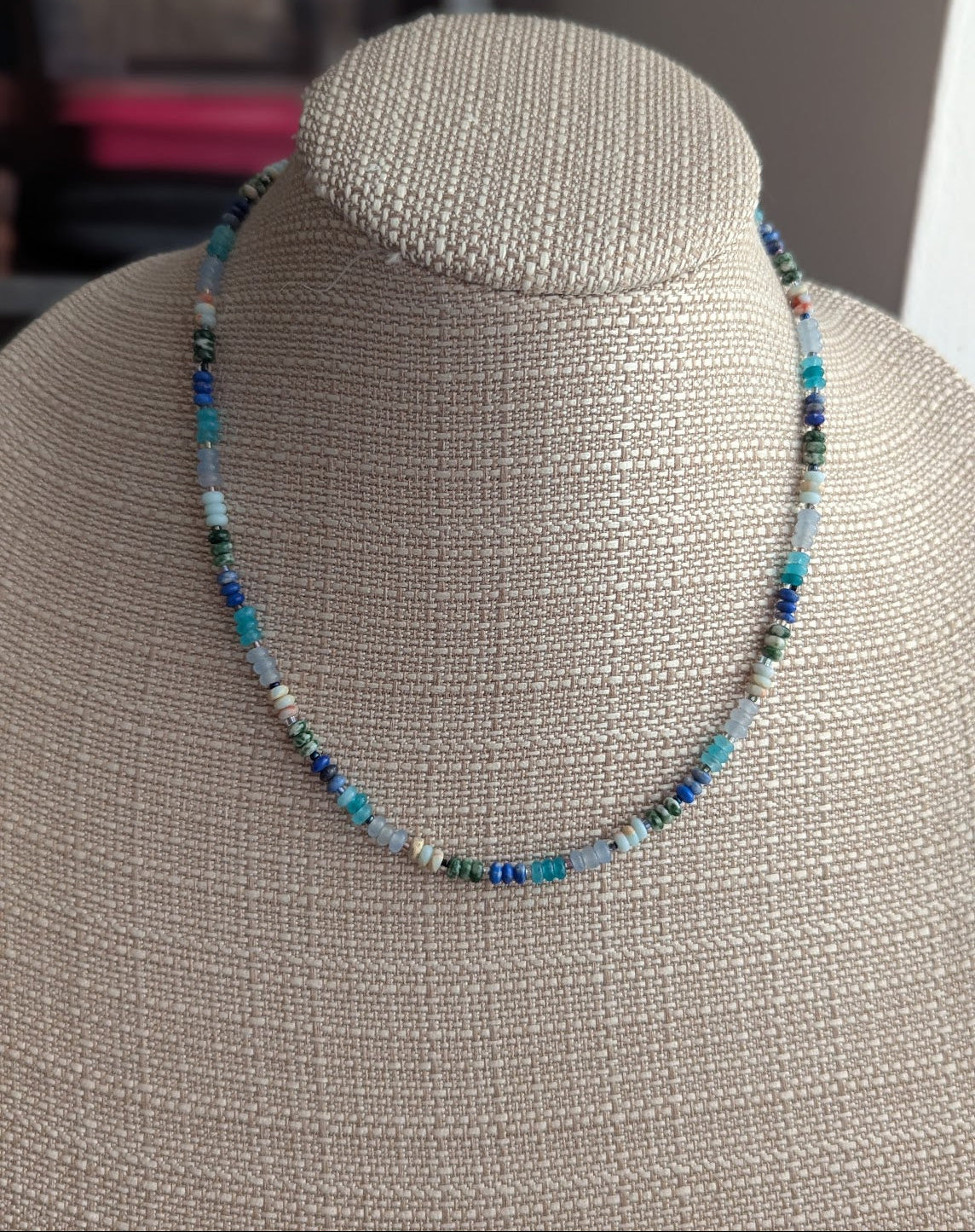 Sea Mist Small Rondelle Beaded Necklace
