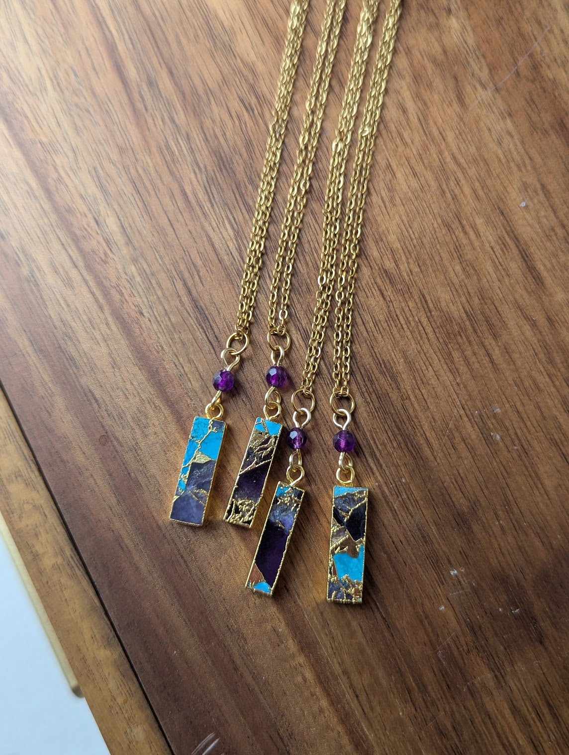 Purple and Turquoise Gold Mosaic Rectangle