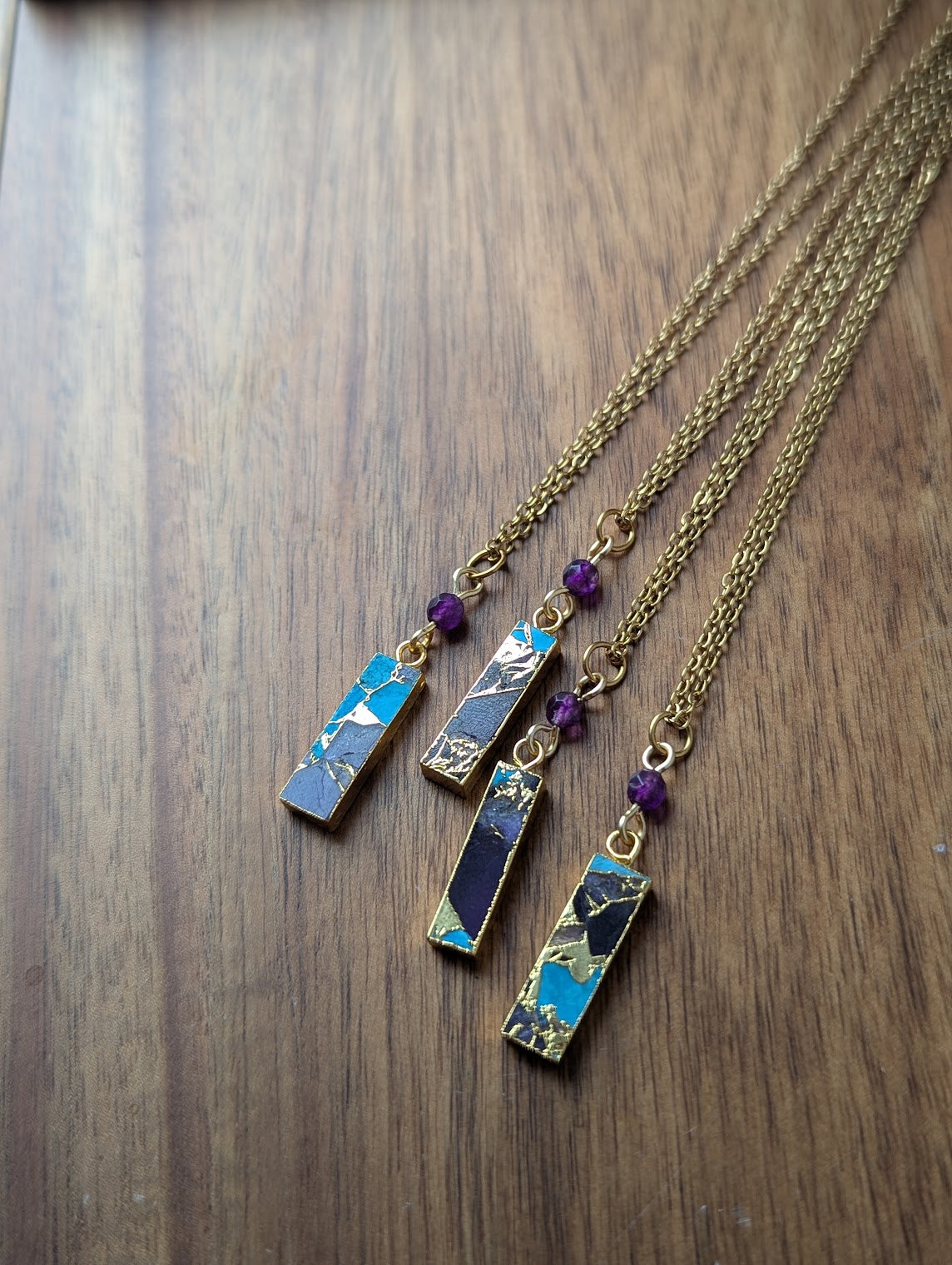 Purple and Turquoise Gold Mosaic Rectangle