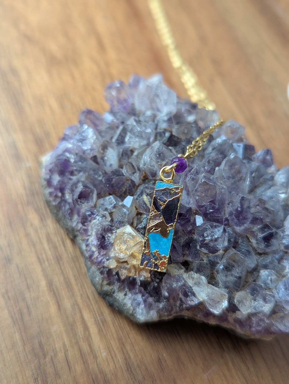 Purple and Turquoise Gold Mosaic Rectangle