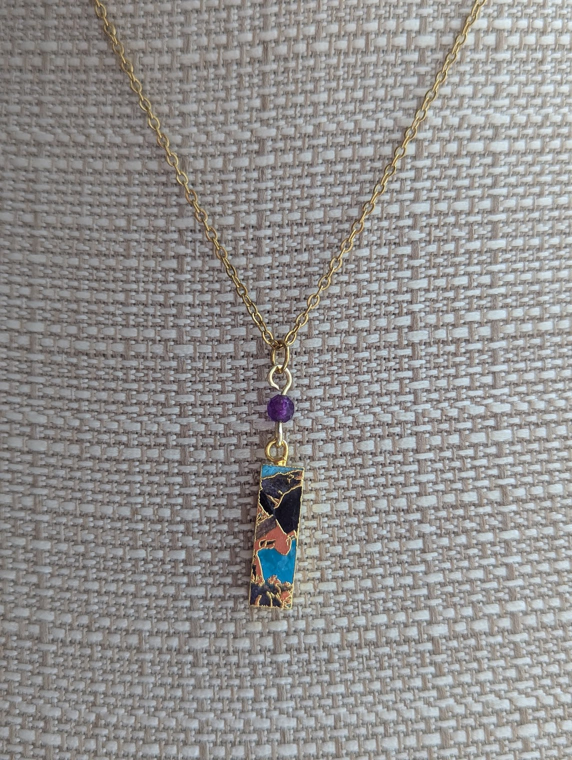 Purple and Turquoise Gold Mosaic Rectangle