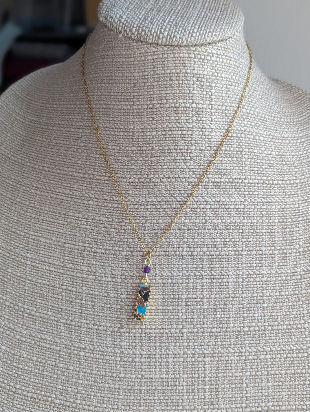 Purple and Turquoise Gold Mosaic Rectangle