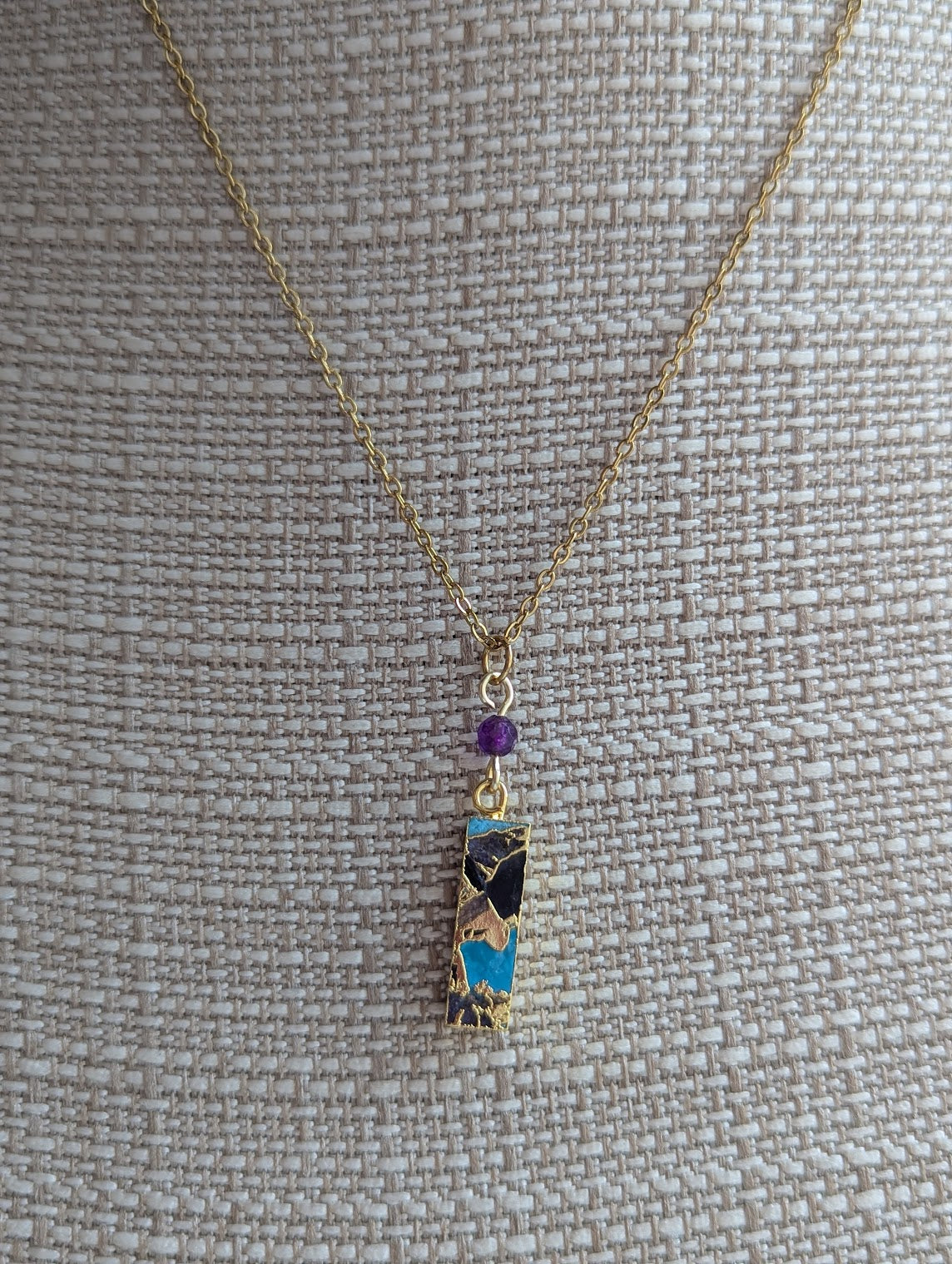 Purple and Turquoise Gold Mosaic Rectangle
