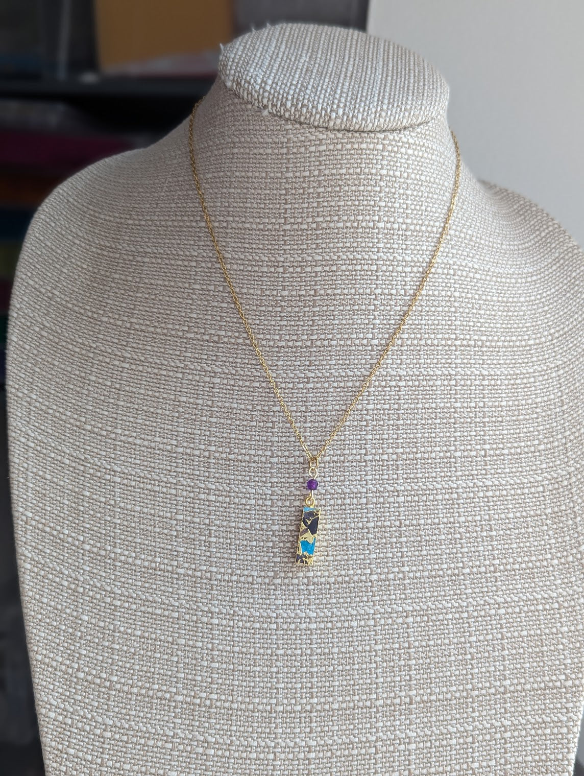 Purple and Turquoise Gold Mosaic Rectangle