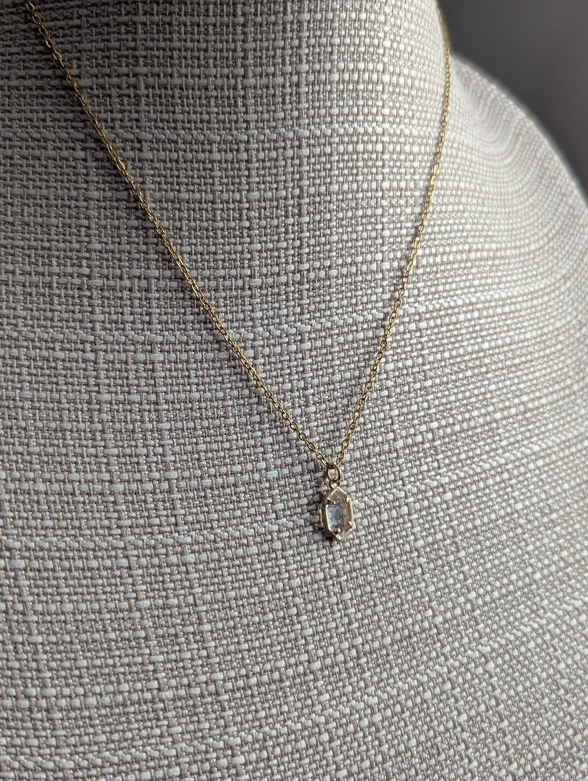 Faceted Geometric Clear Crystal Gold Necklace