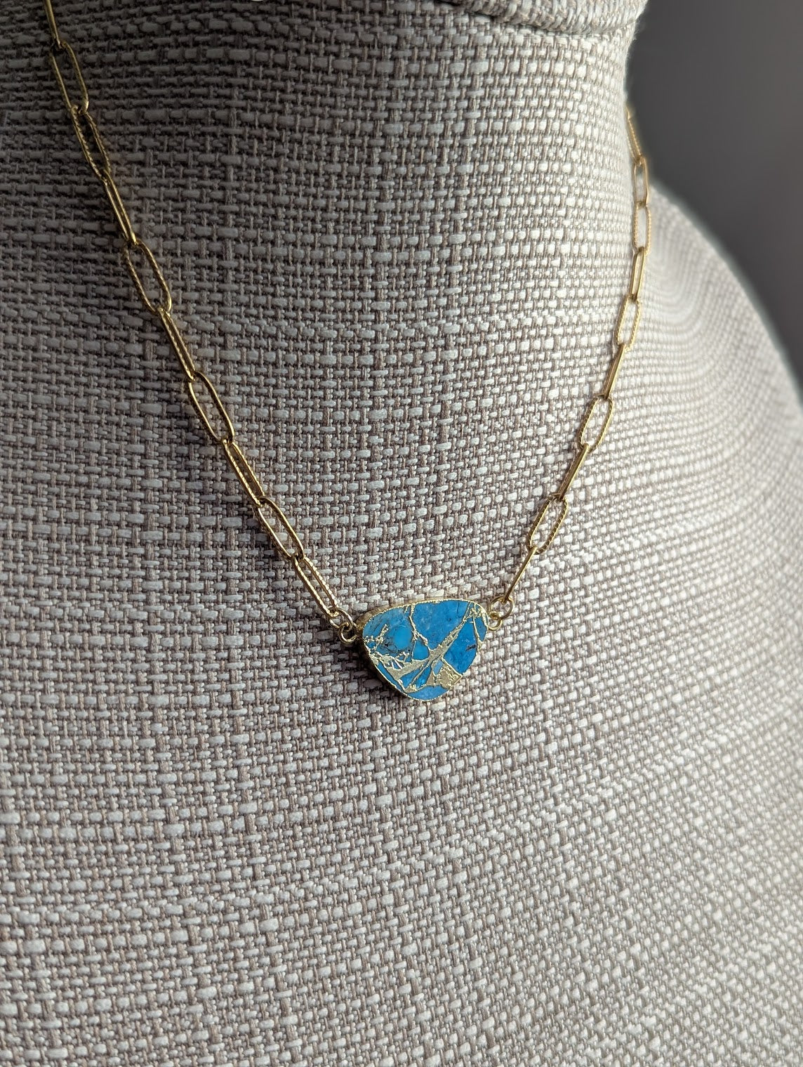 Turquoise Gold Mosaic Necklace