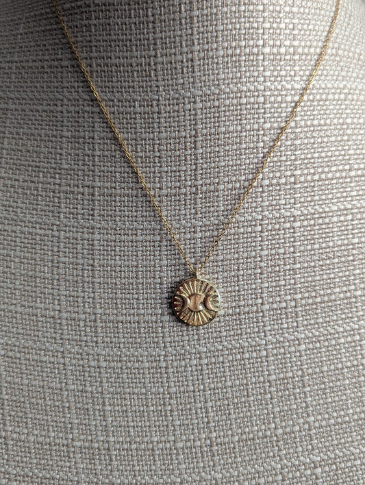 Sun and Moon Phase Gold Necklace