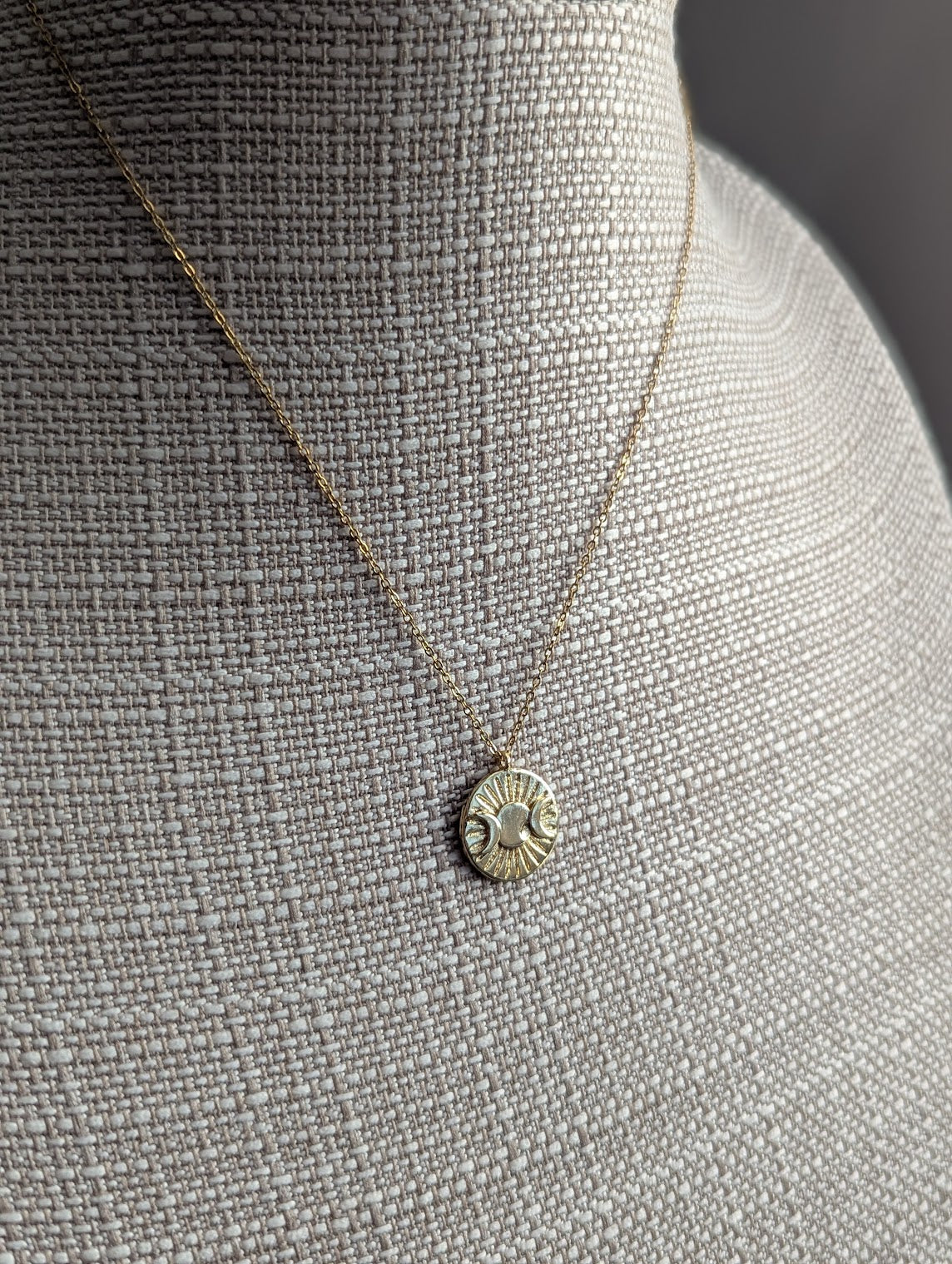 Sun and Moon Phase Gold Necklace