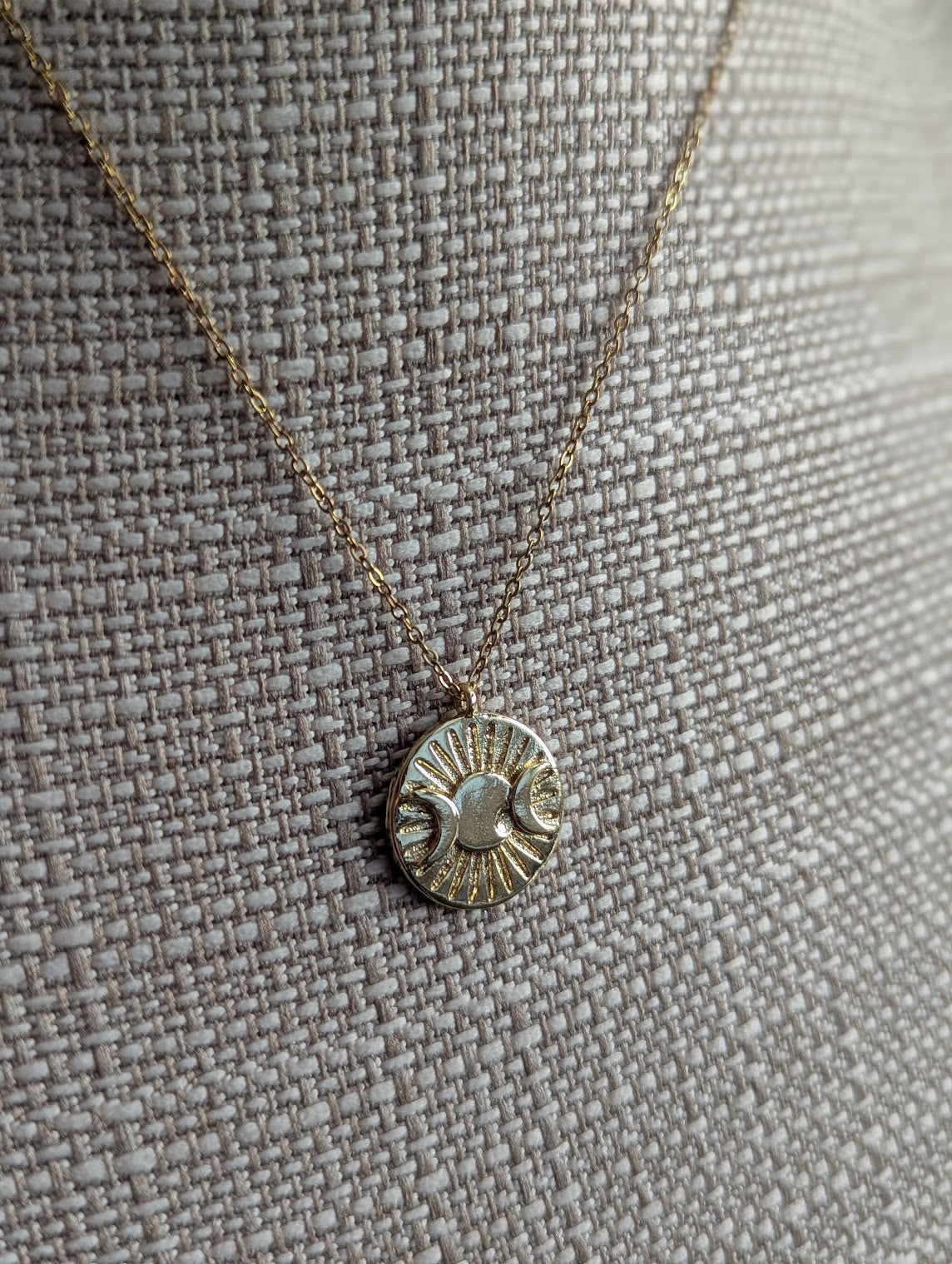 Sun and Moon Phase Gold Necklace
