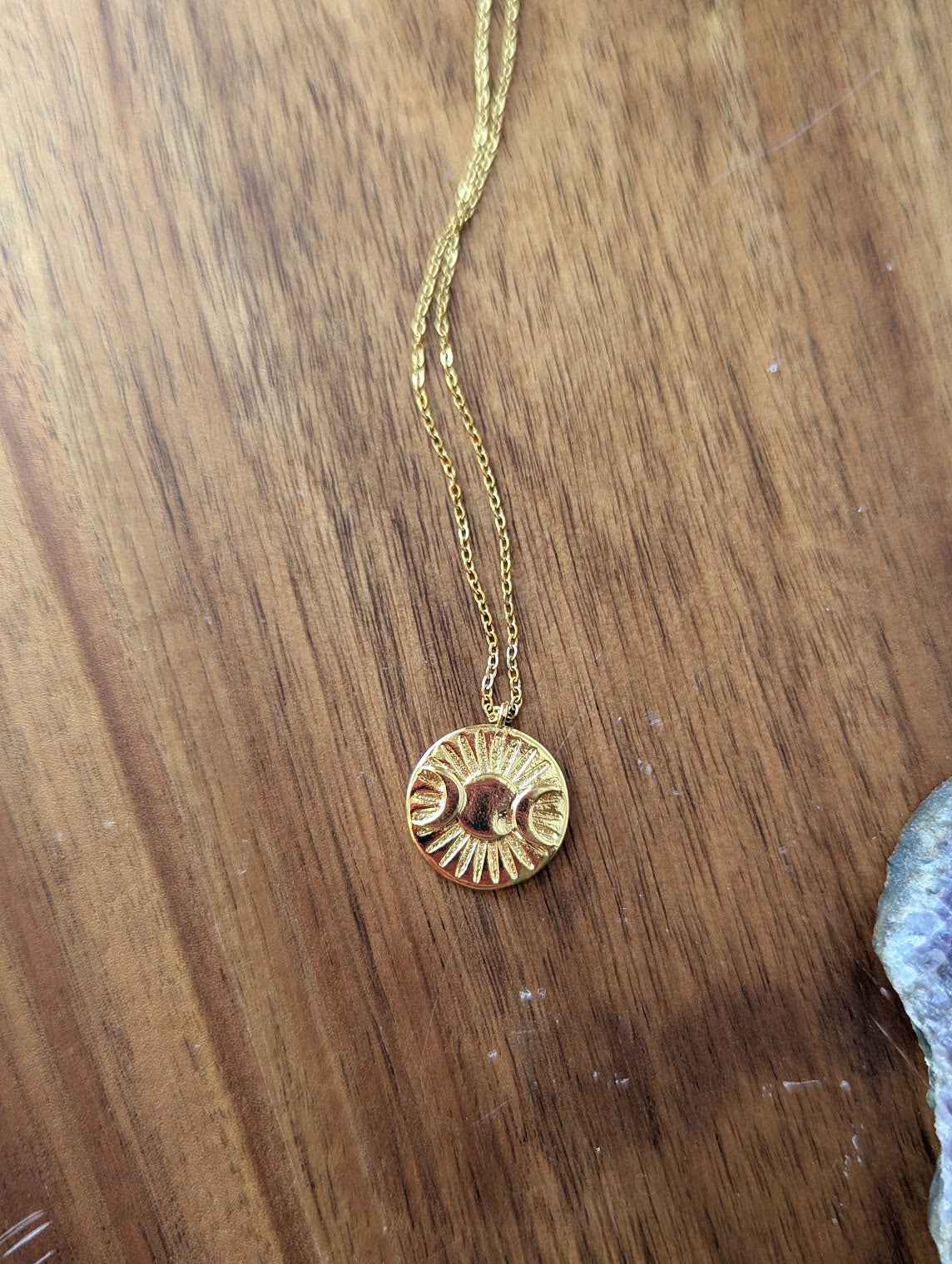 Sun and Moon Phase Gold Necklace