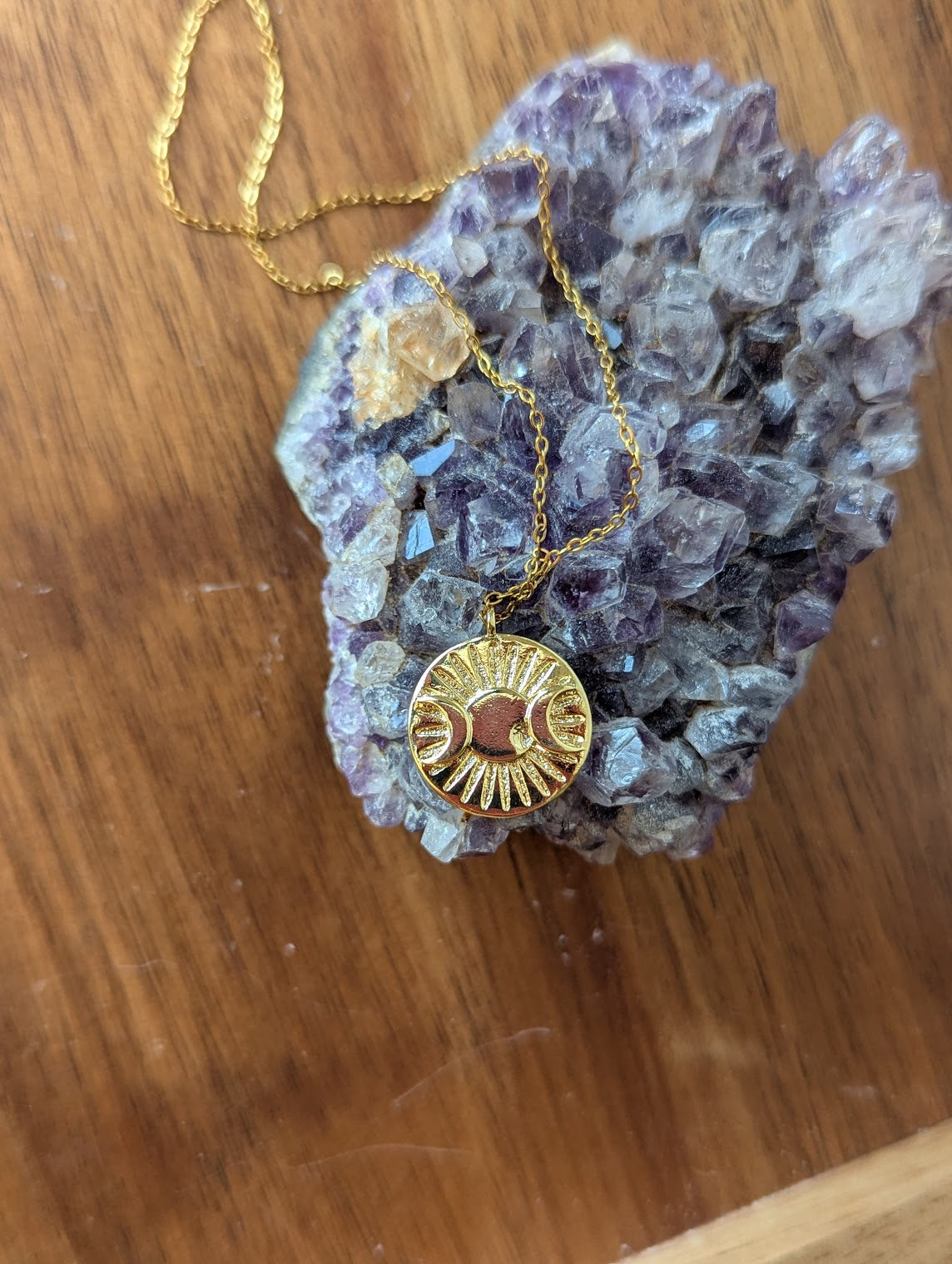Sun and Moon Phase Gold Necklace
