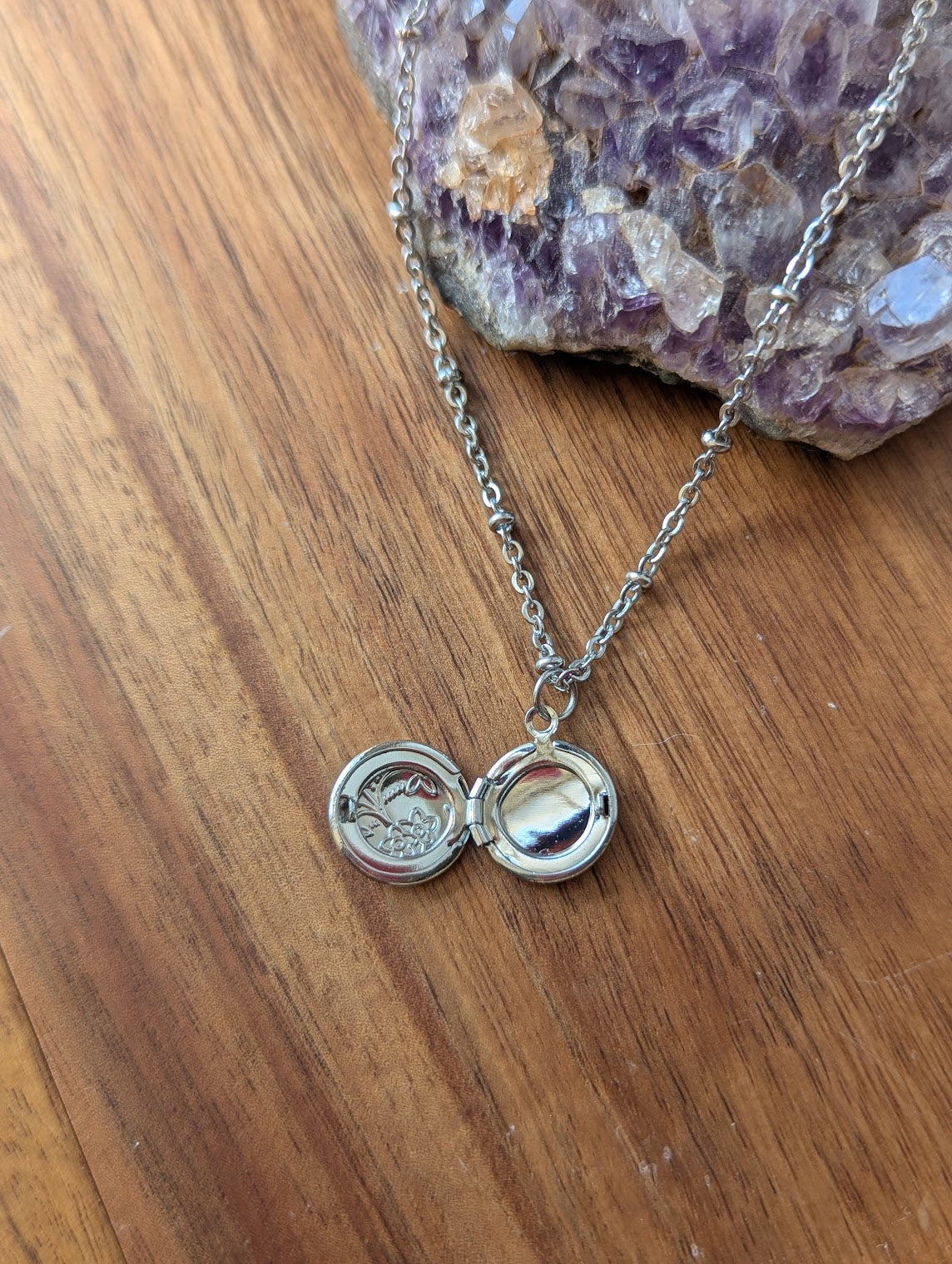 Small Silver Floral Locket