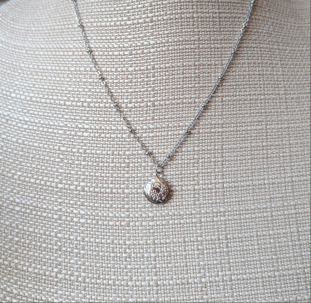 Small Silver Floral Locket