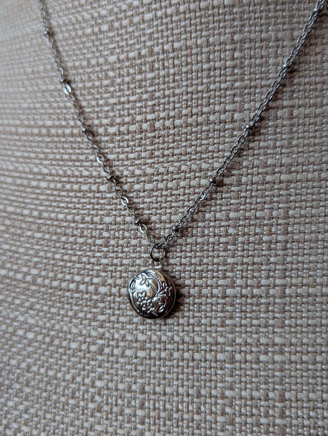 Small Silver Floral Locket