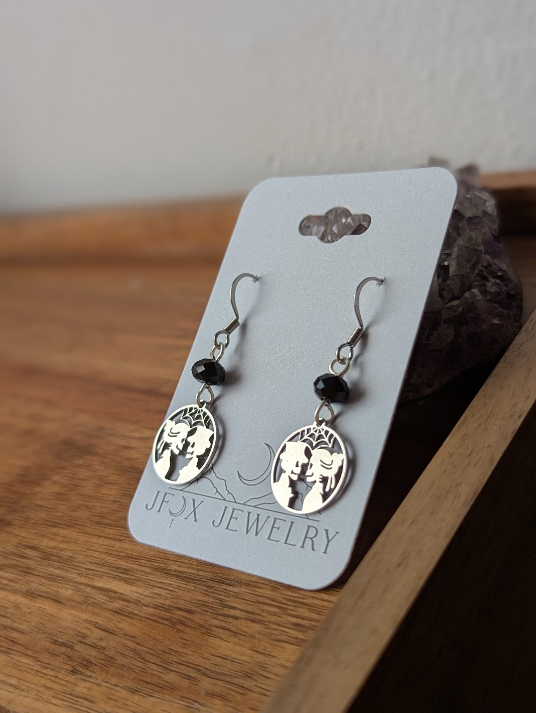 Skeleton Couple Silver Earrings