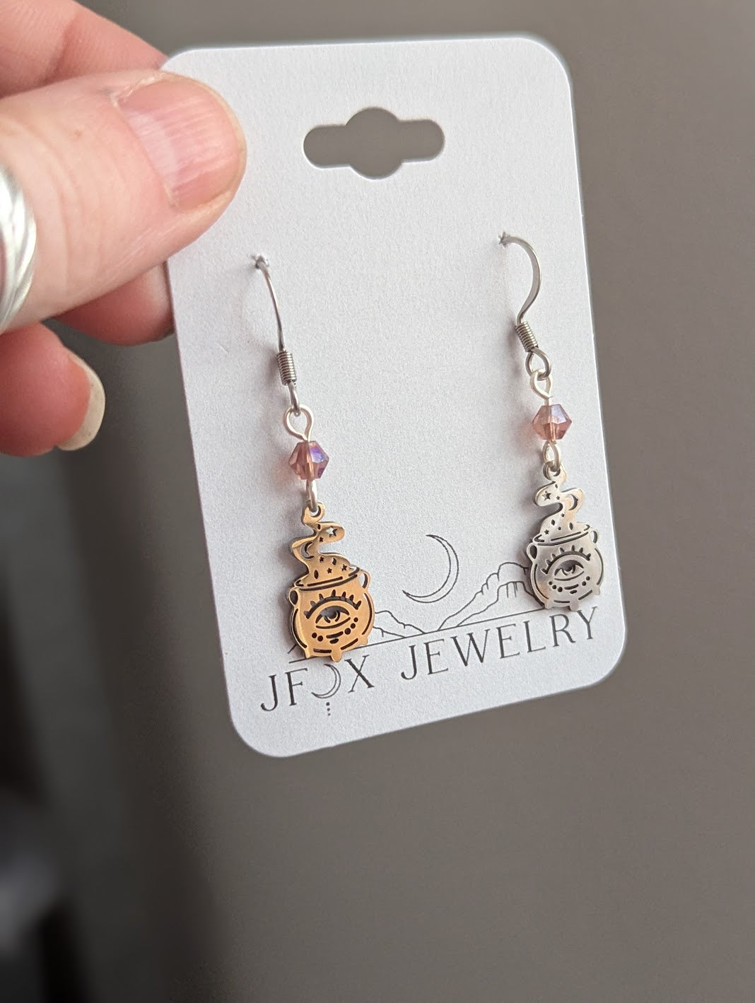 Witches Cauldron Silver Earrings