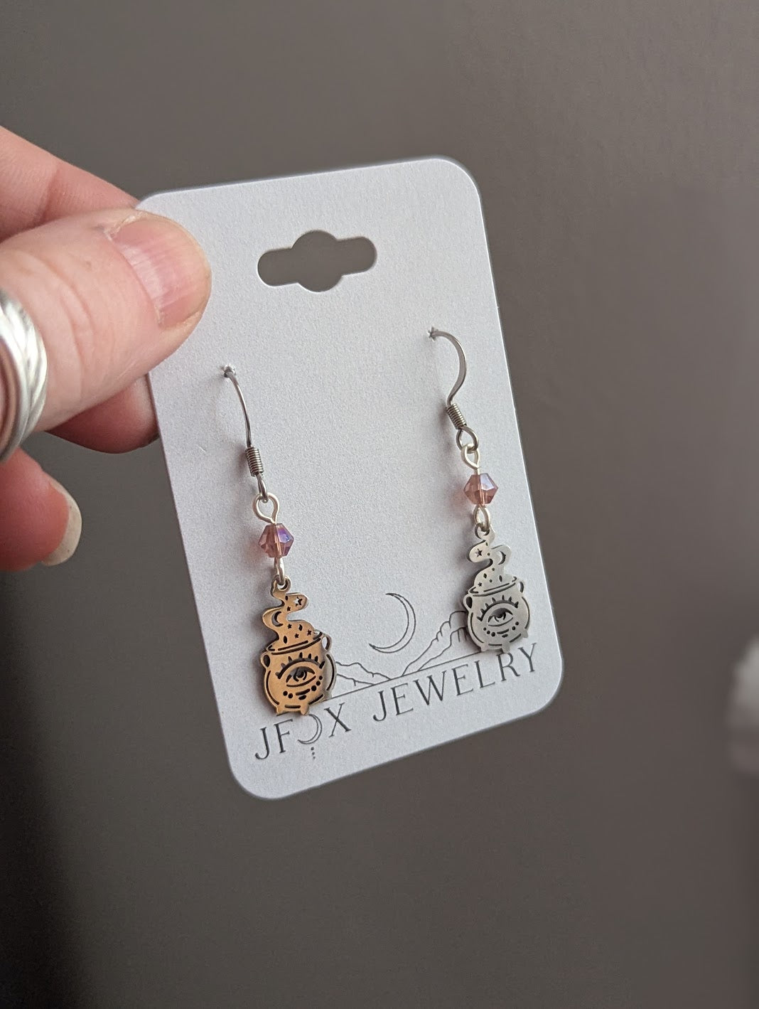 Witches Cauldron Silver Earrings