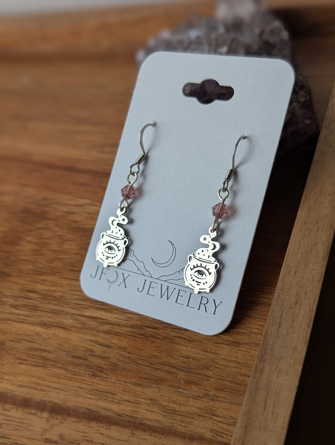 Witches Cauldron Silver Earrings