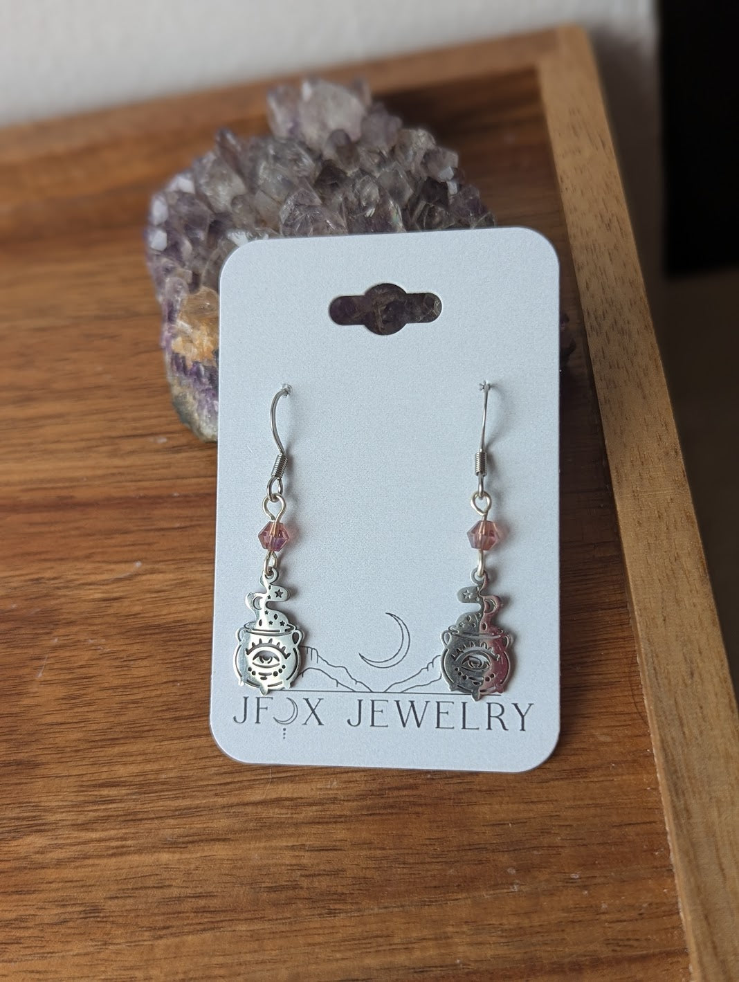 Witches Cauldron Silver Earrings