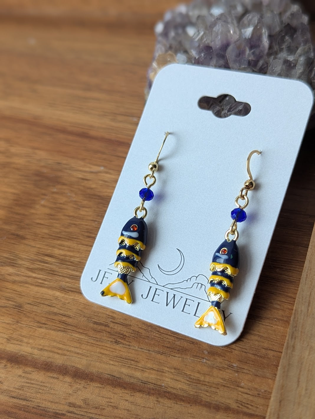 Blue and Yellow Fishy Earrings