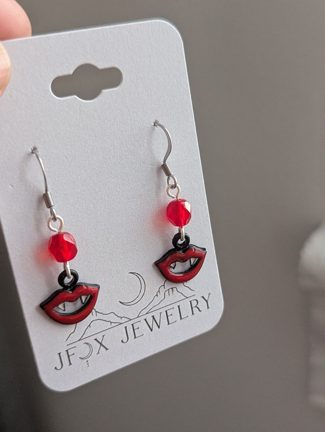 Vampire Lips Silver Earrings
