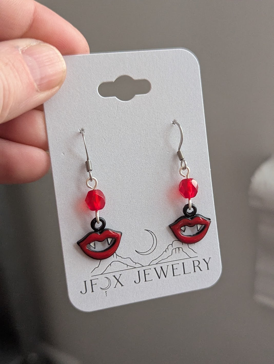 Vampire Lips Silver Earrings