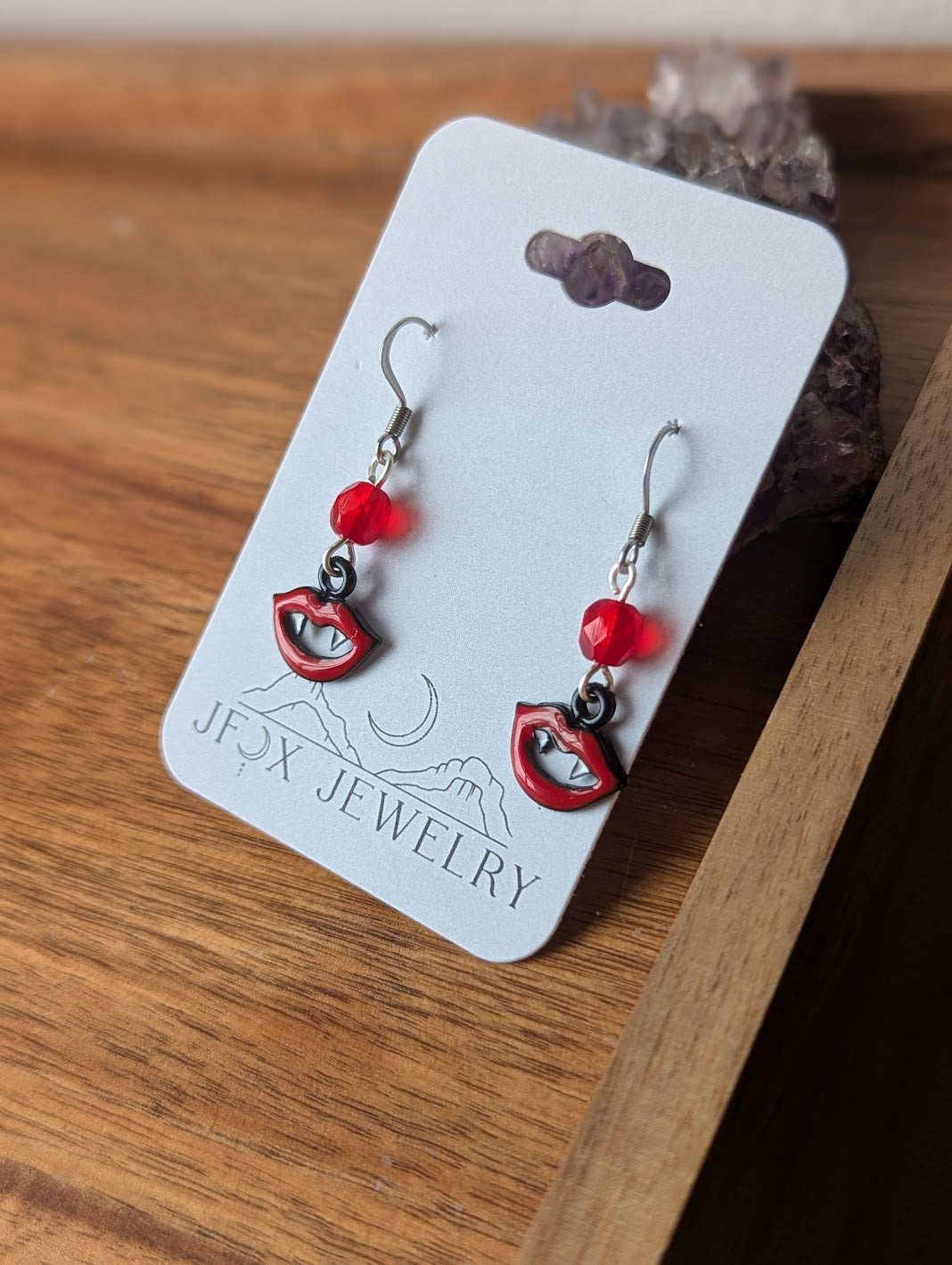 Vampire Lips Silver Earrings