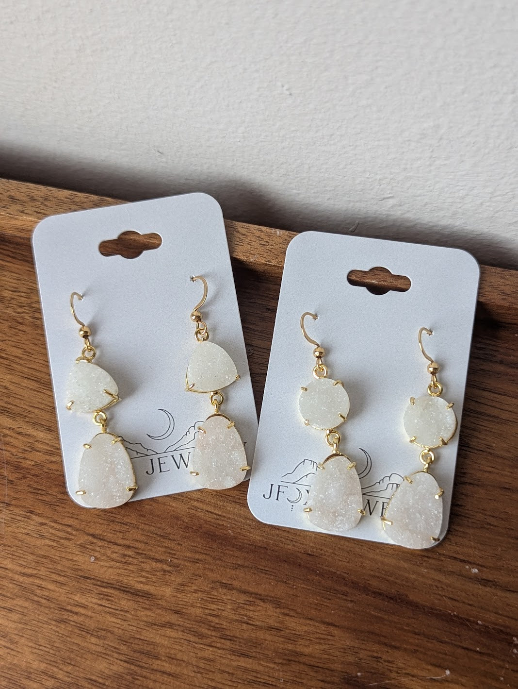 White Sugar Druzy Gold Earrings