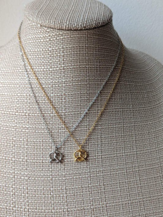 Soft Pretzel Necklace (Silver or Gold)