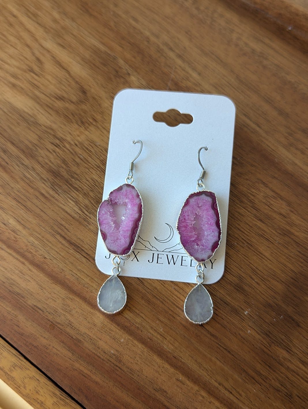 Agate and Moonstone Silver Earrings