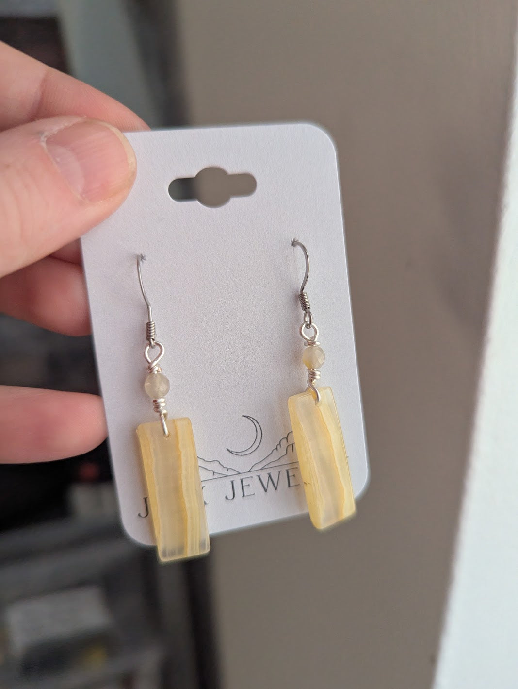 Yellow Calcite Silver Earrings