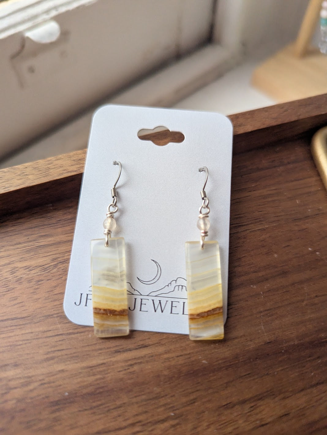 Yellow Calcite Silver Earrings