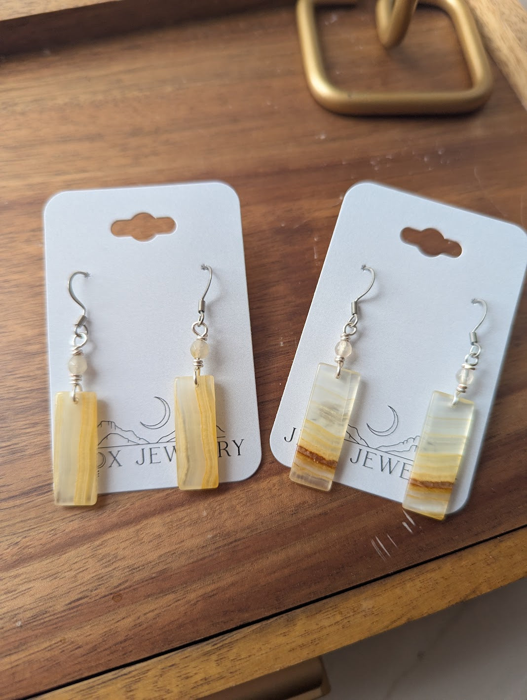 Yellow Calcite Silver Earrings
