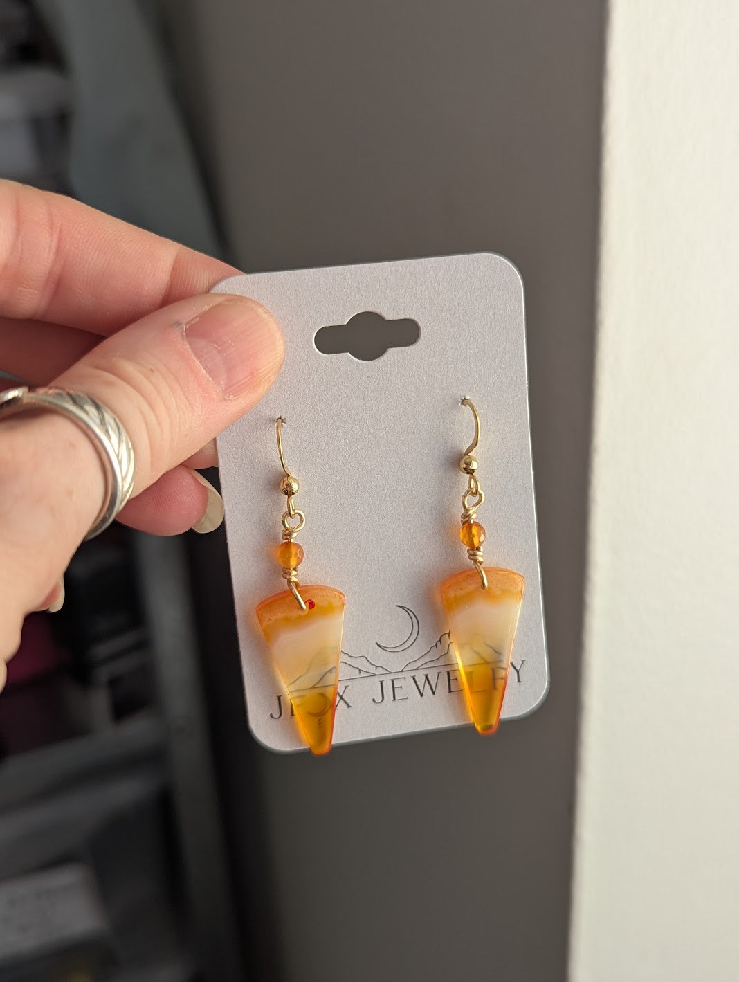 Orange Carnelian Agate Gold Earrings (Various Options Available)