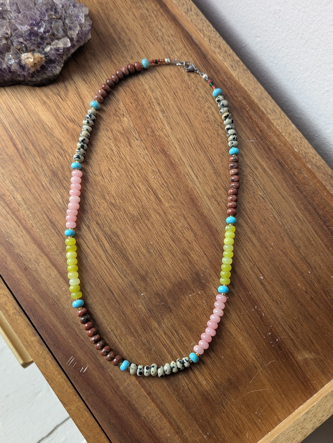 Mixed Gemstone Rondelle Beaded Necklace