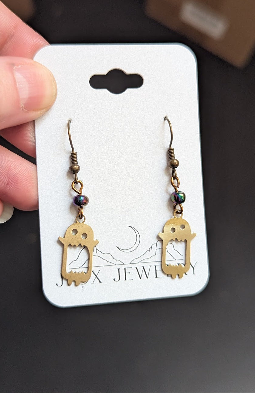 Brass Monster Earrings
